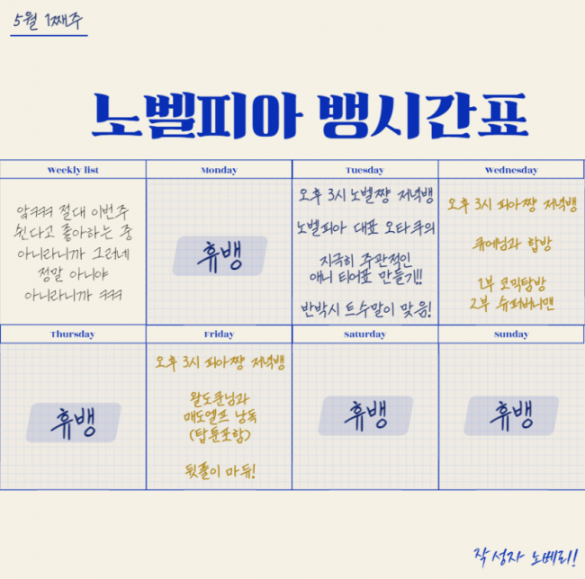 5월 3일 항해일지 - 예측왕 예선 / 4월의 상품권 / 이번주 방송